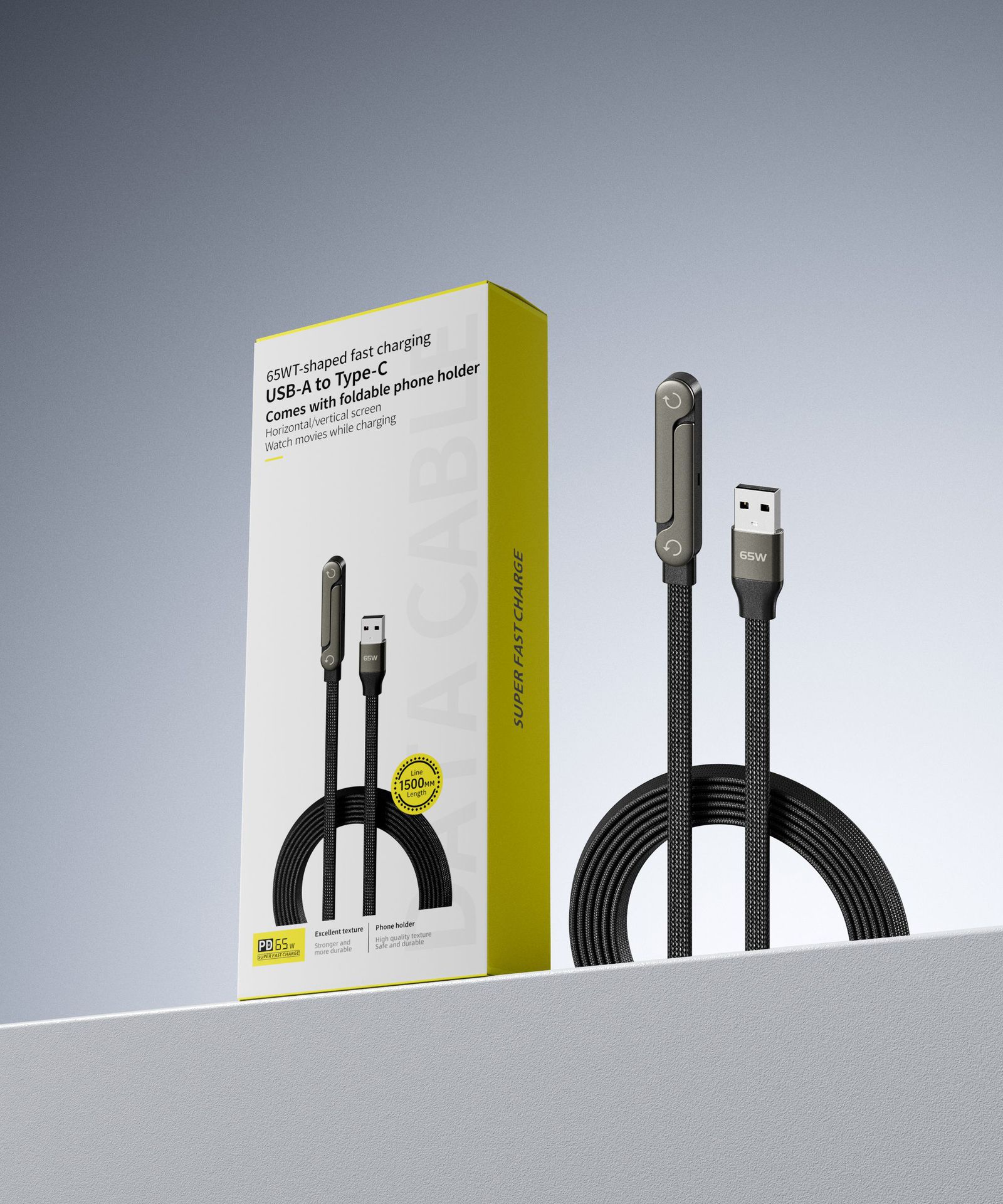 Type-C Fast Charging Cable with Built-in Stand