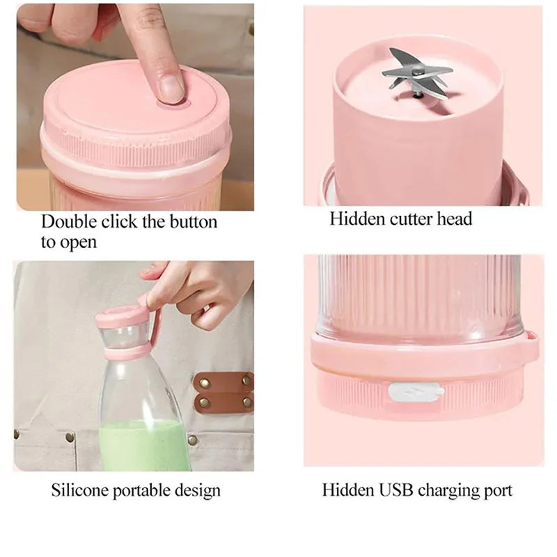 Portable 6-Blade Smoothie Blender Bottle