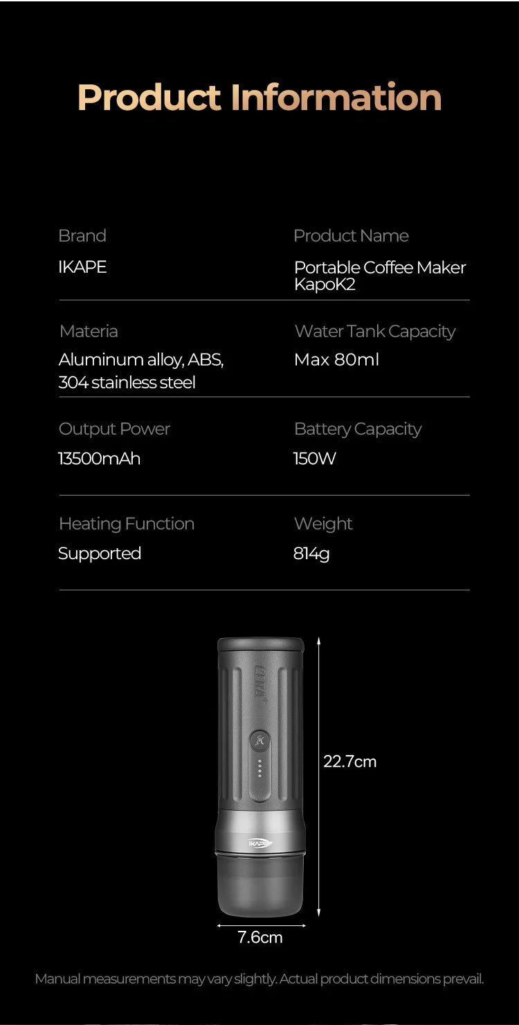 IKAPE Kapo K2 Portable Espresso Machine