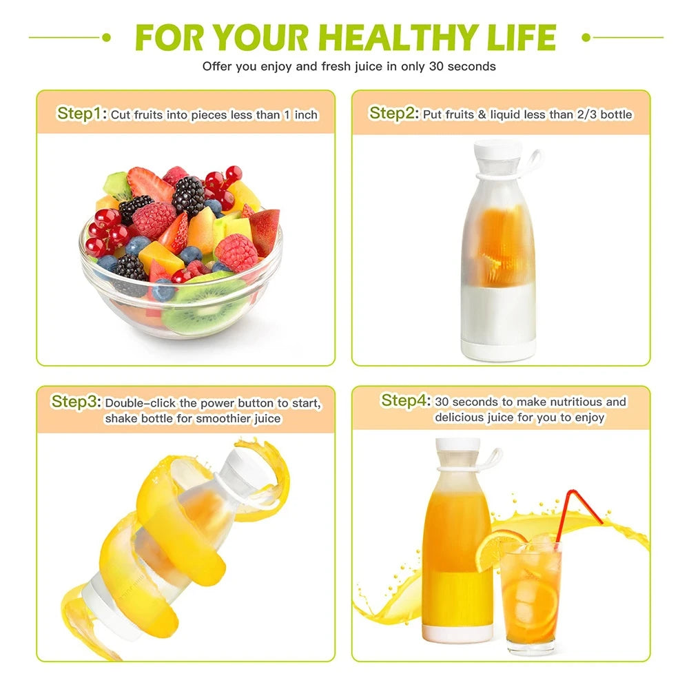 Portable 6-Blade Smoothie Blender Bottle